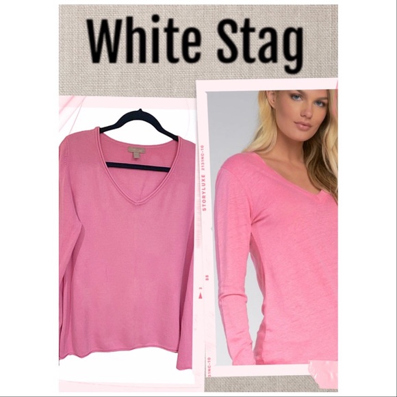 White Stag Sweaters - White Stag V-neck Sweater in Super Soft Knit Barbie Pink Sz XL